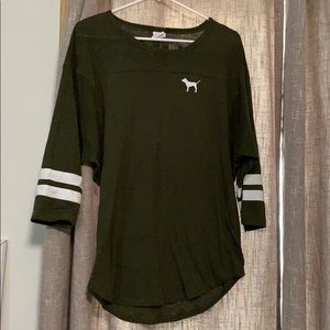 Olive green women’s PINK quarter sleeve shirt